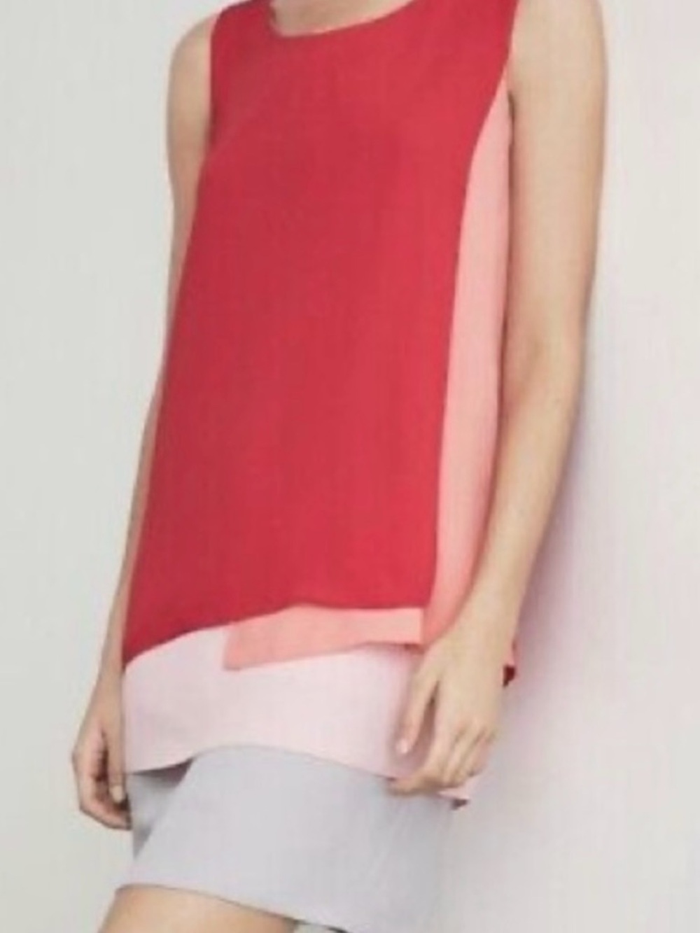 BCBGMaxAzria Haley Red and Pink Colorblock Mini Dress